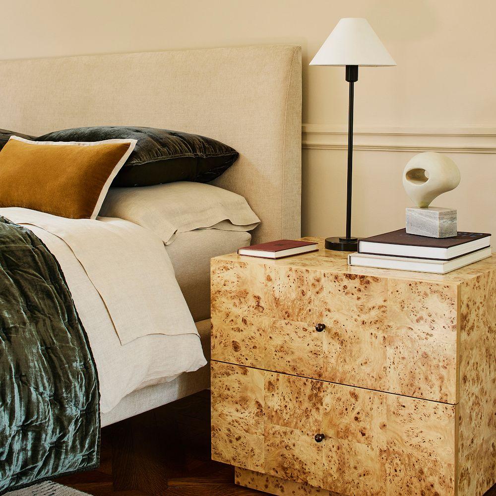 Burl wood nightstand discount